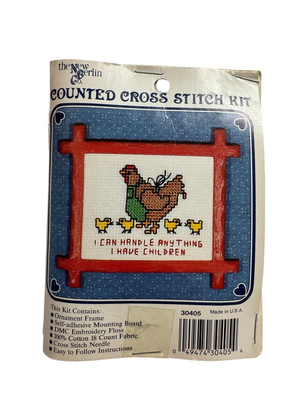 Vintage I Can Handle Anything I Have Children Counted Cross Stitch Kit Chicken